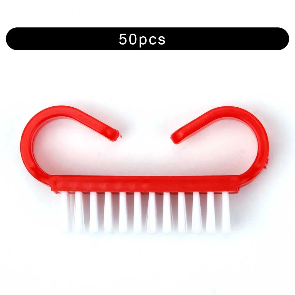 50pcs Solid Red 10/50/100 шт щеточка для чистки ногтей ручка Нейл-арт маникюра и педикюра, инструмент Пластик УФ-гель для ногтей для удаления для очистки от пыли Уход Макияж стиральная - Цвет: 50pcs Solid Red