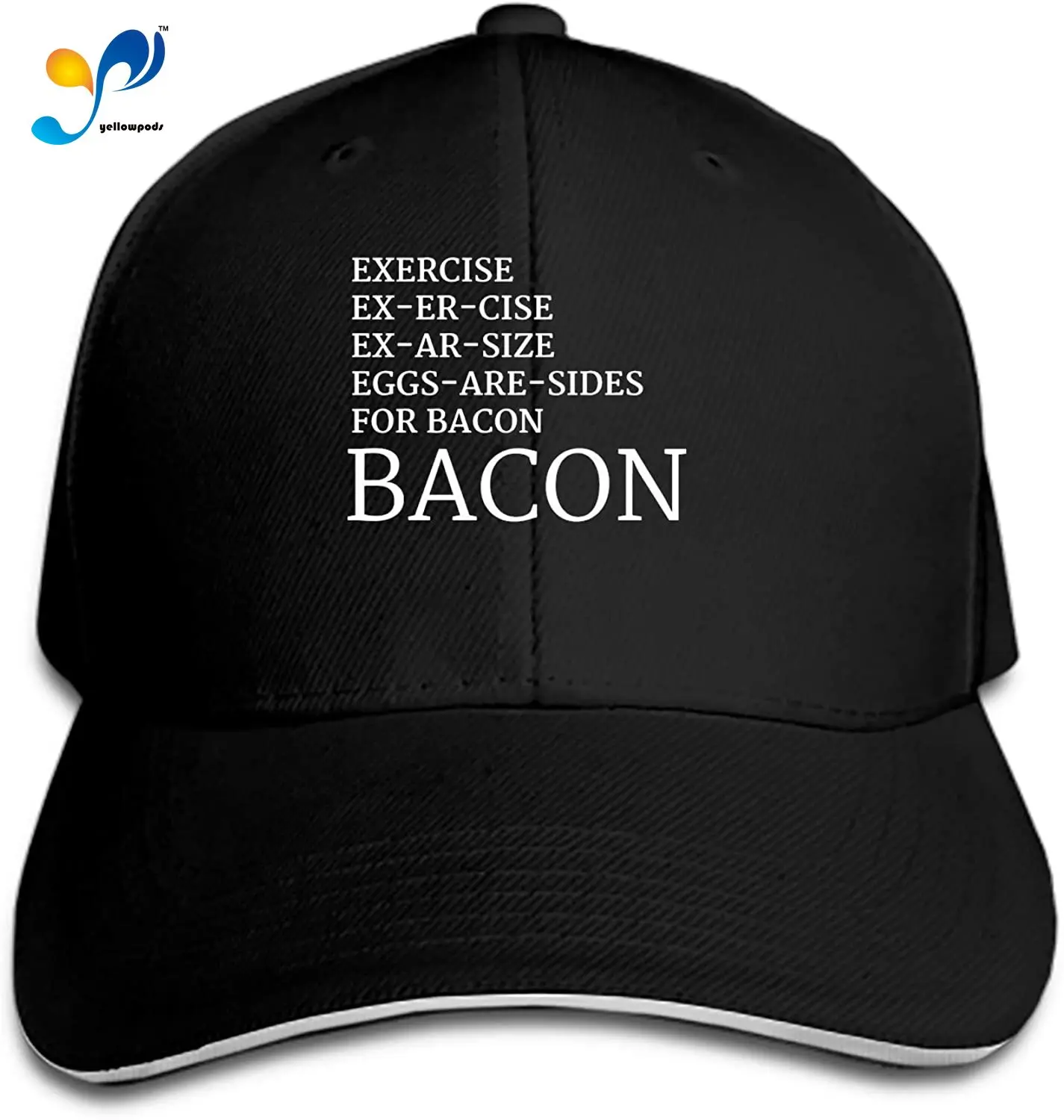 

Peaked Hat Bacon Exercise Adjustable Sandwich Baseball Cap Cotton Snapback