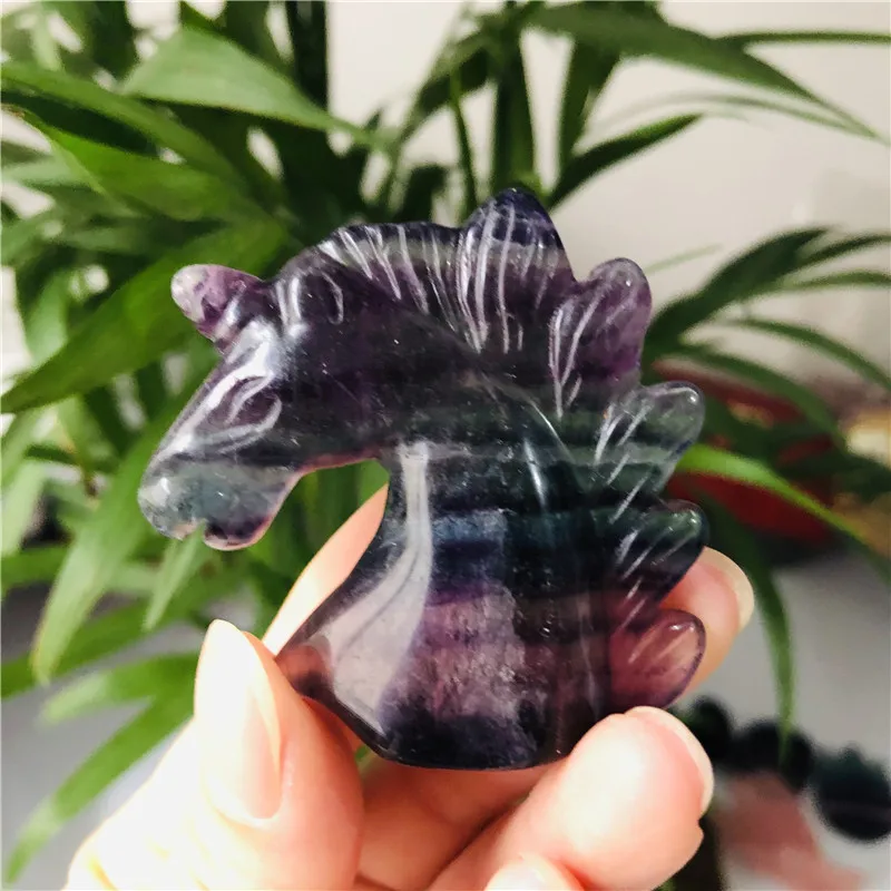 

Natural rainbow fluorite quartz crystal Unicorn carved gem animal Reiki healing stone home decor