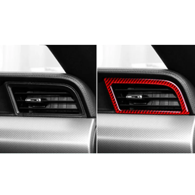 Carbon Fiber 2pcs Car Air Outlet Trim Frame Cover For Ford Mustang 2015-2019 Interior Accessories Car-Styling Red |
