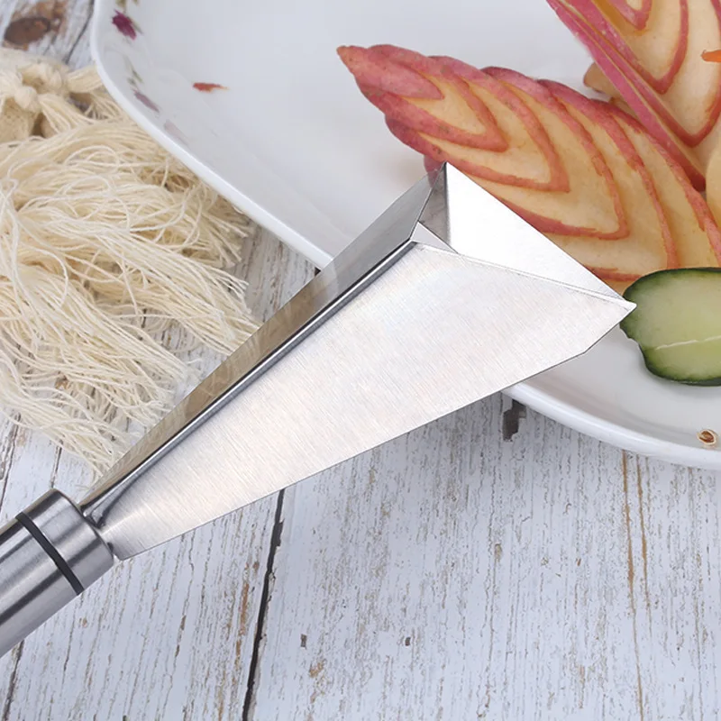 

fruit knife Triangular Apple Carving Knife Household Stainless Steel Push Knife Chef Essential Fruit Platter Carving Mould Kitch
