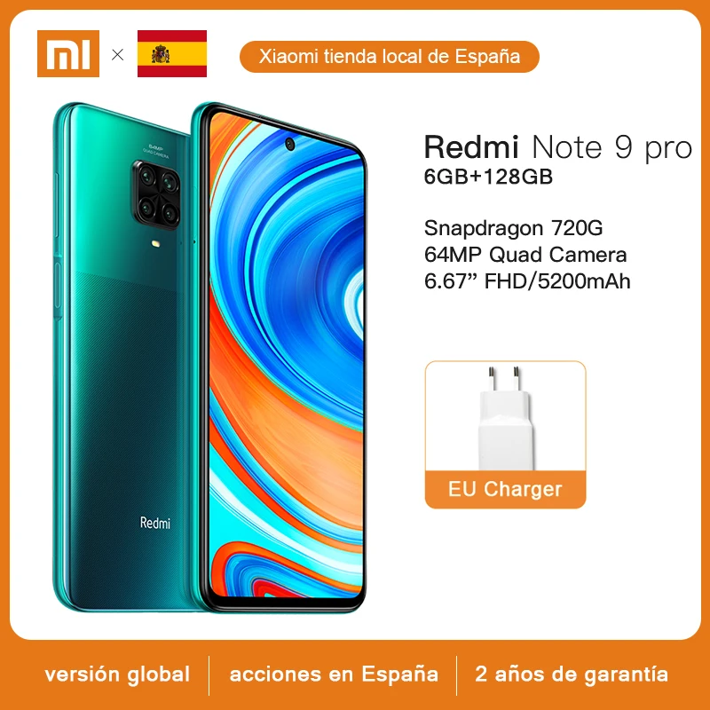 Global Version Xiaomi Redmi Note 9 Pro 6GB 128GB Smartphone NFC Snapdragon 720G Octa Core 64MP Quad Camera 6.67" 5020mAh Phone |