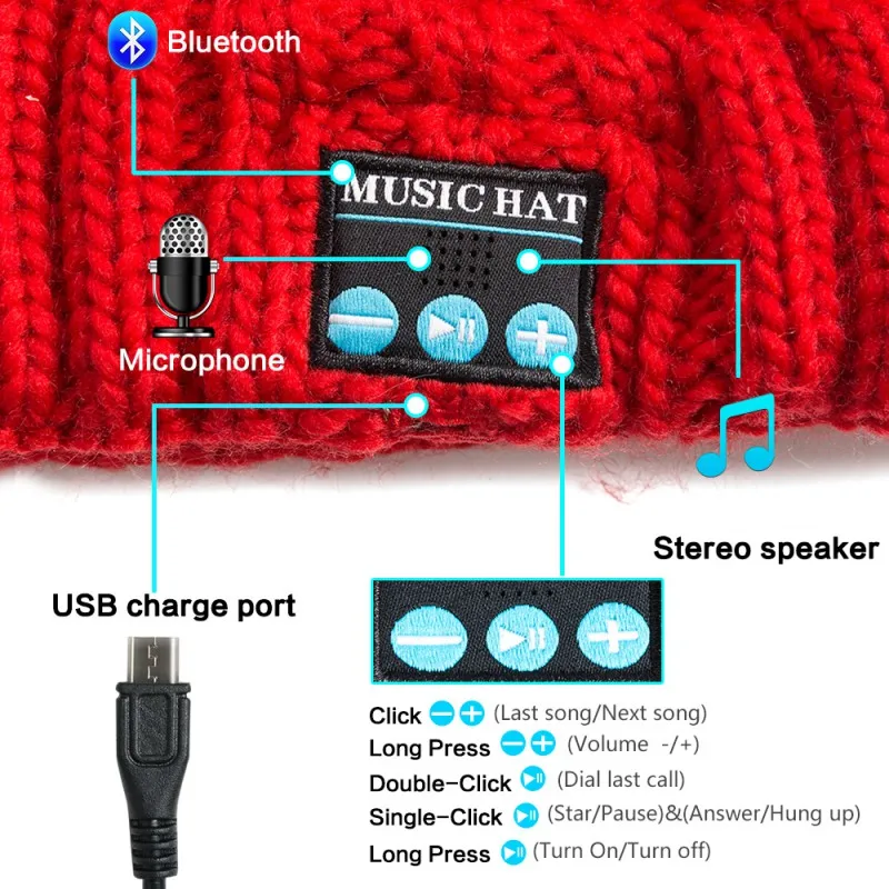 Наушники Bluetooth Beanie для мужчин и женщин, музыкальная шапка, супер длинные Игровые наушники с микрофоном, акриловый материал