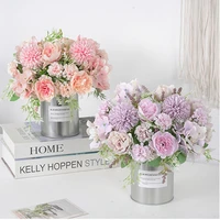 1 bouquet 9 heads artificial flowers peony fake flowers hydrangea crafts for diy home bridal wedding party festiva decoration
