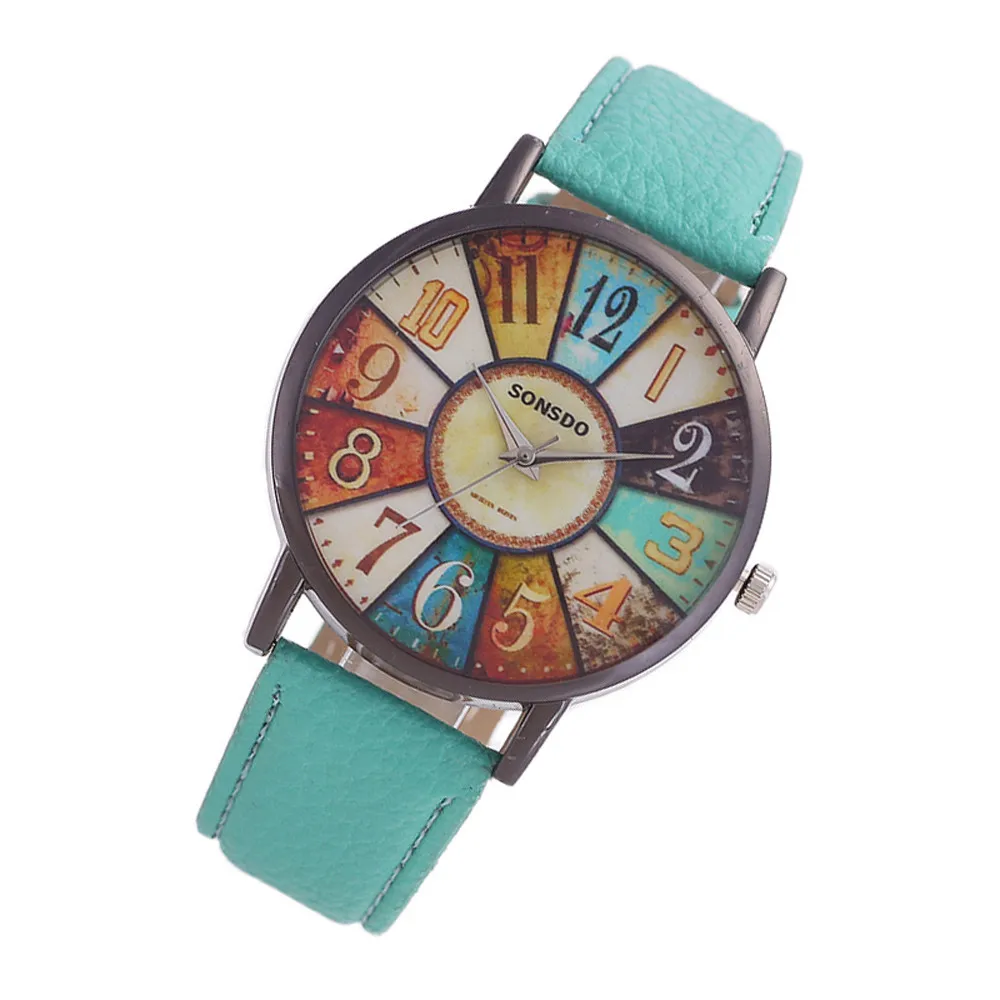Новинка Модные Аналоговые кварцевые часы унисекс в стиле ретро из искусственной