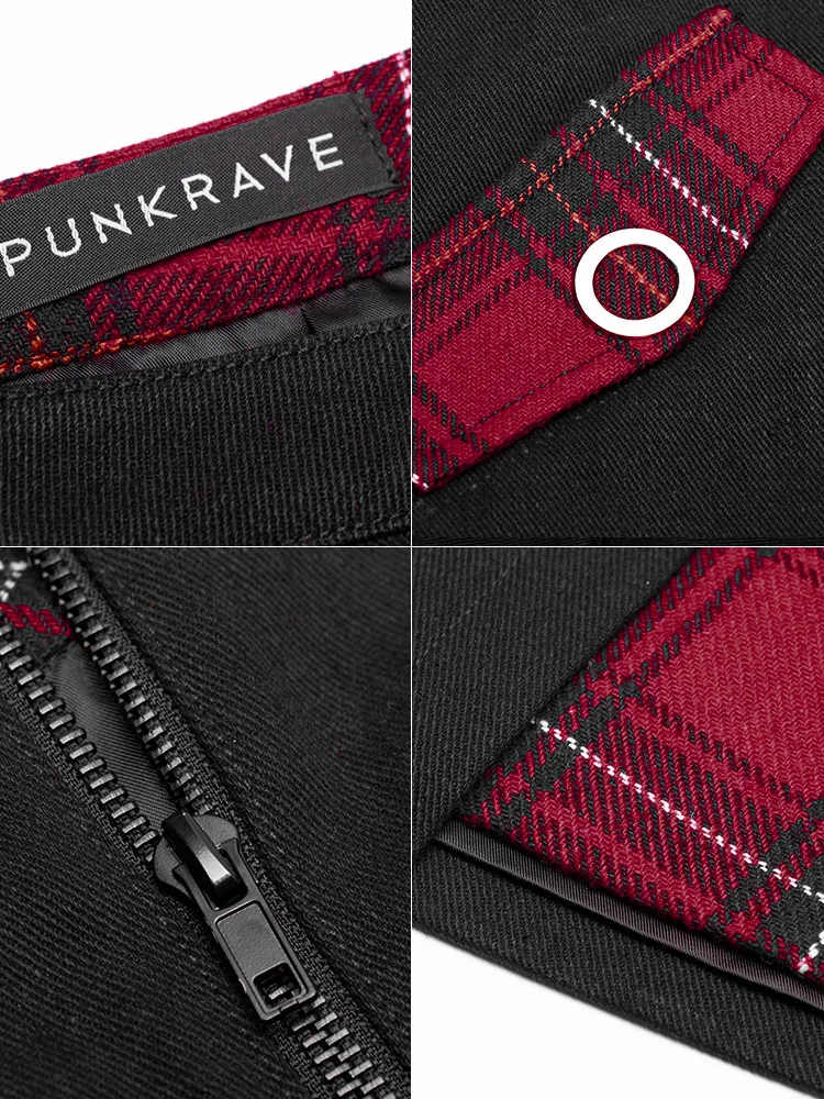 Женская облегающая юбка в клетку двухцветная стиле панк-рейва Харадзюку С