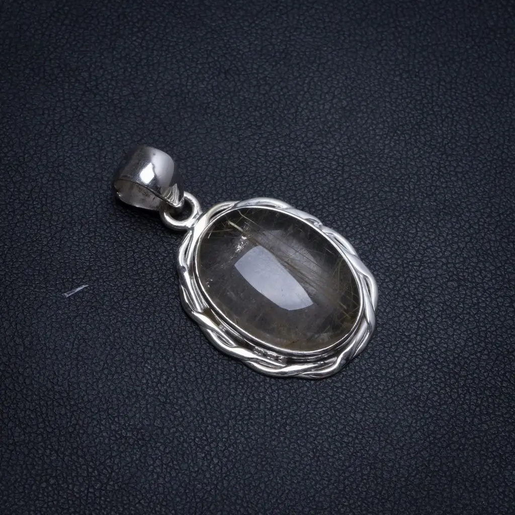 Натуральный Золотой Рутиловый кварцевый индийский кулон из серебра 925 пробы