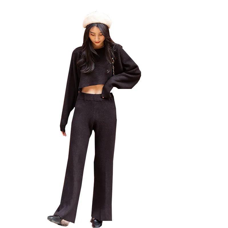 

Plus size Korean and japan style solid White black joggering set Casual pants two pieces set wholesale