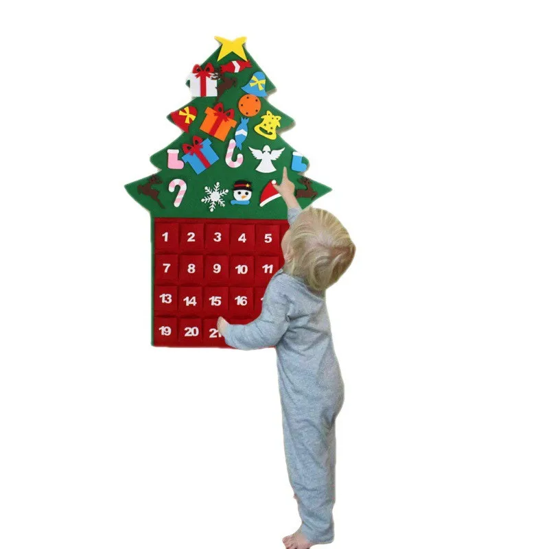 Christmas Advent Calendar 2021 Wall Hanging Santa Felt Tree with 24 Days Pockets Xmas Countdown Gifts | Дом и сад