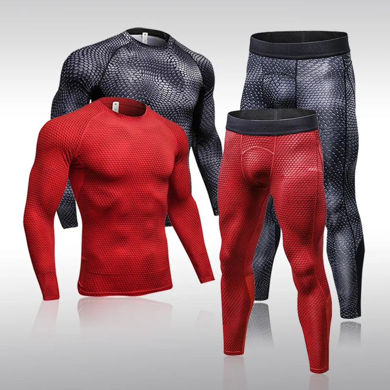 

New Ski Sports Suit Men Running Set Jogging Basketball Thermal Underwear Sportswear Gym Tights Tracksuit Training Clothes