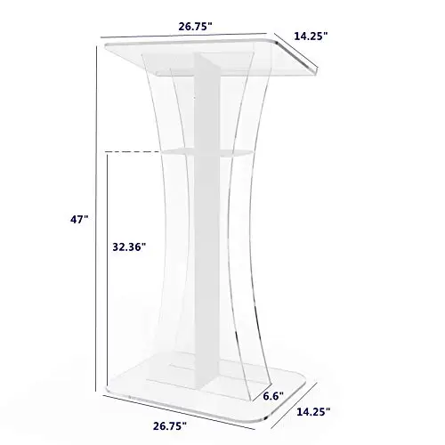 Fixture Displays  Podium Clear Ghost White Cross  Acrylic Podium Clear Lectern Church Pulpit made in china acrylic desk lectern modern design acrylic lectern