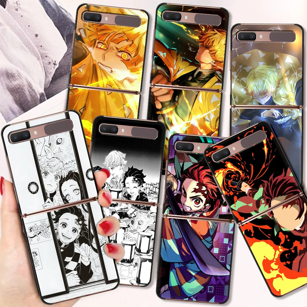 

Demon Slayer Kimetsu No Yaiba Anime Funda Case For Samsung Galaxy Z Flip 3 5G Black Hard PC for Samsung Z Flip 5G 6.7 Inch Cover