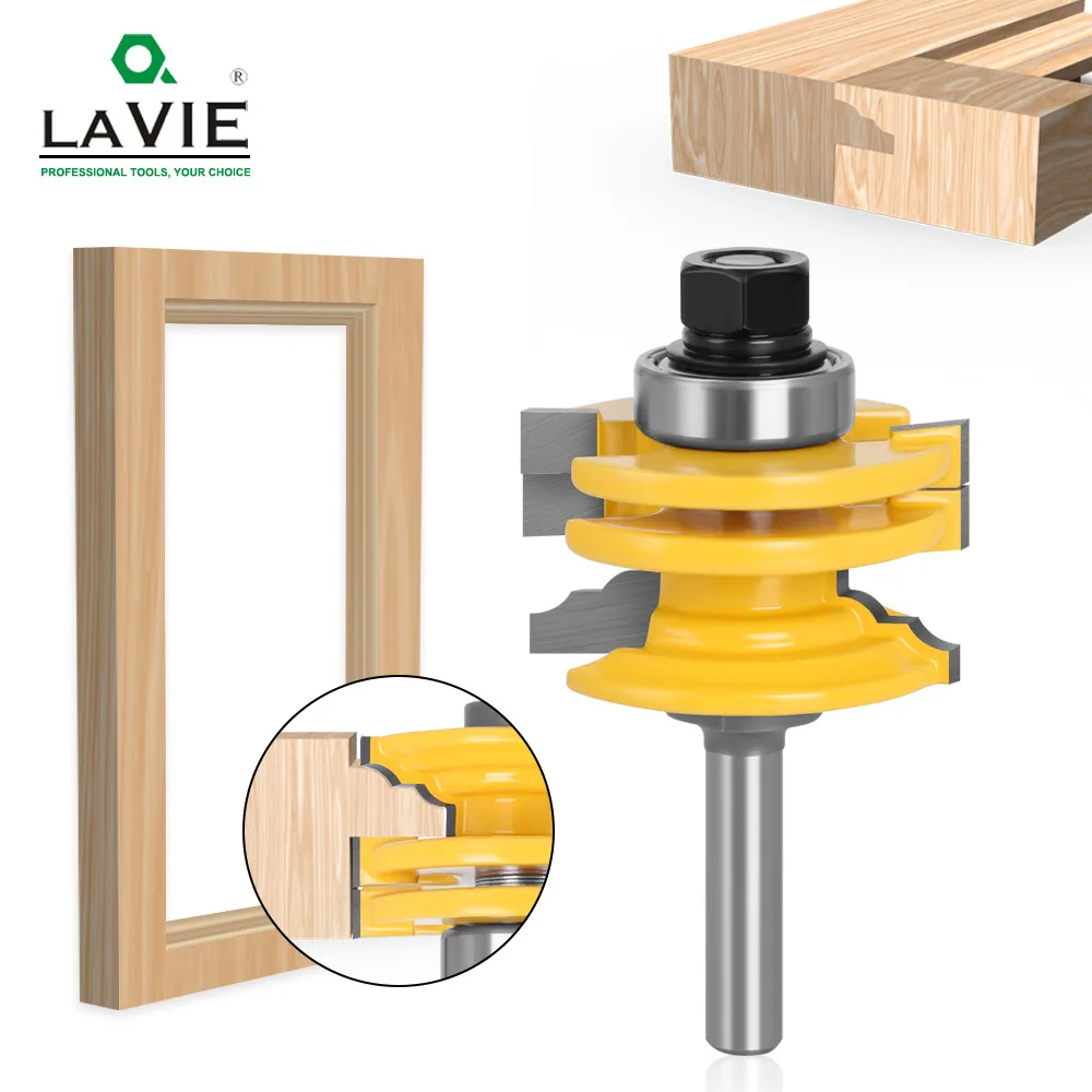 

1pc 8mm or 1/2" or 12mm Shank Glass Door Rail & Stile Reversible Router Bit Woodworking Milling Cutting for Wood Tool Bits