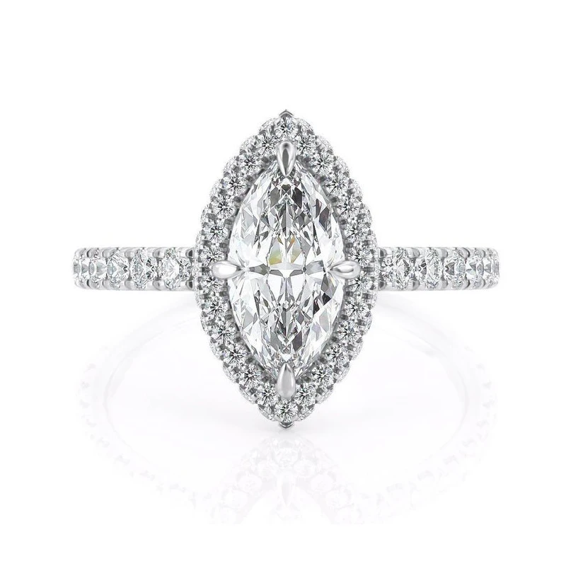 

NASIYA Engagement Ring With Brilliant Marquise Cut 4x8MM Moissanite And Solid 14k White Gold For Women Wedding Anniversary Gift