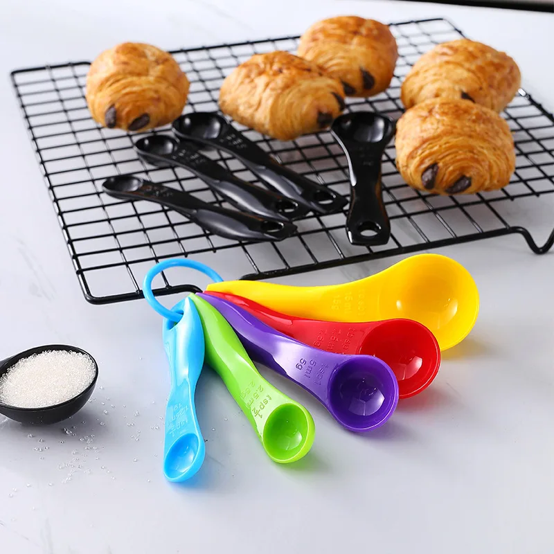 

5pcs Candy Color Three Scale Measuring Spoon Measuring Cup Milk Powder Cooking Seasoning Tools Kitchen Baking Accessories