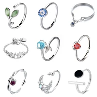 korean luxury aaaaa zirconia exquisite rings for women jewelry ocean heart charm chain women ring hypoallergenic silver plated