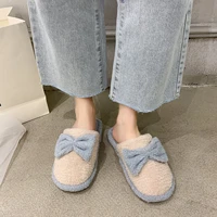 cotton slippers women 2021 fallwinter new style artificial wool shallow mouth round head plush cotton slippers home shoes women