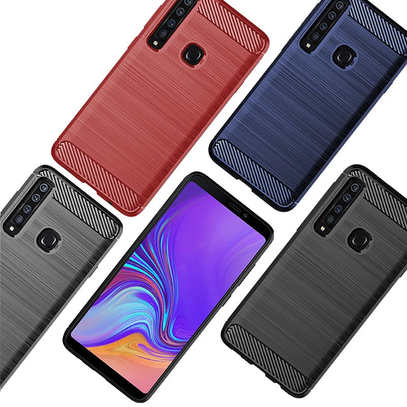 Чехол для Samsung Galaxy A9 2018 A9s силиконовый бампер из ТПУ противоударный карбоновый