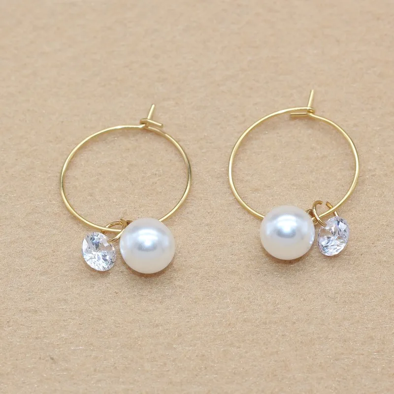 Женские серьги с жемчугом и фианитами AAA|Серьги-подвески| |