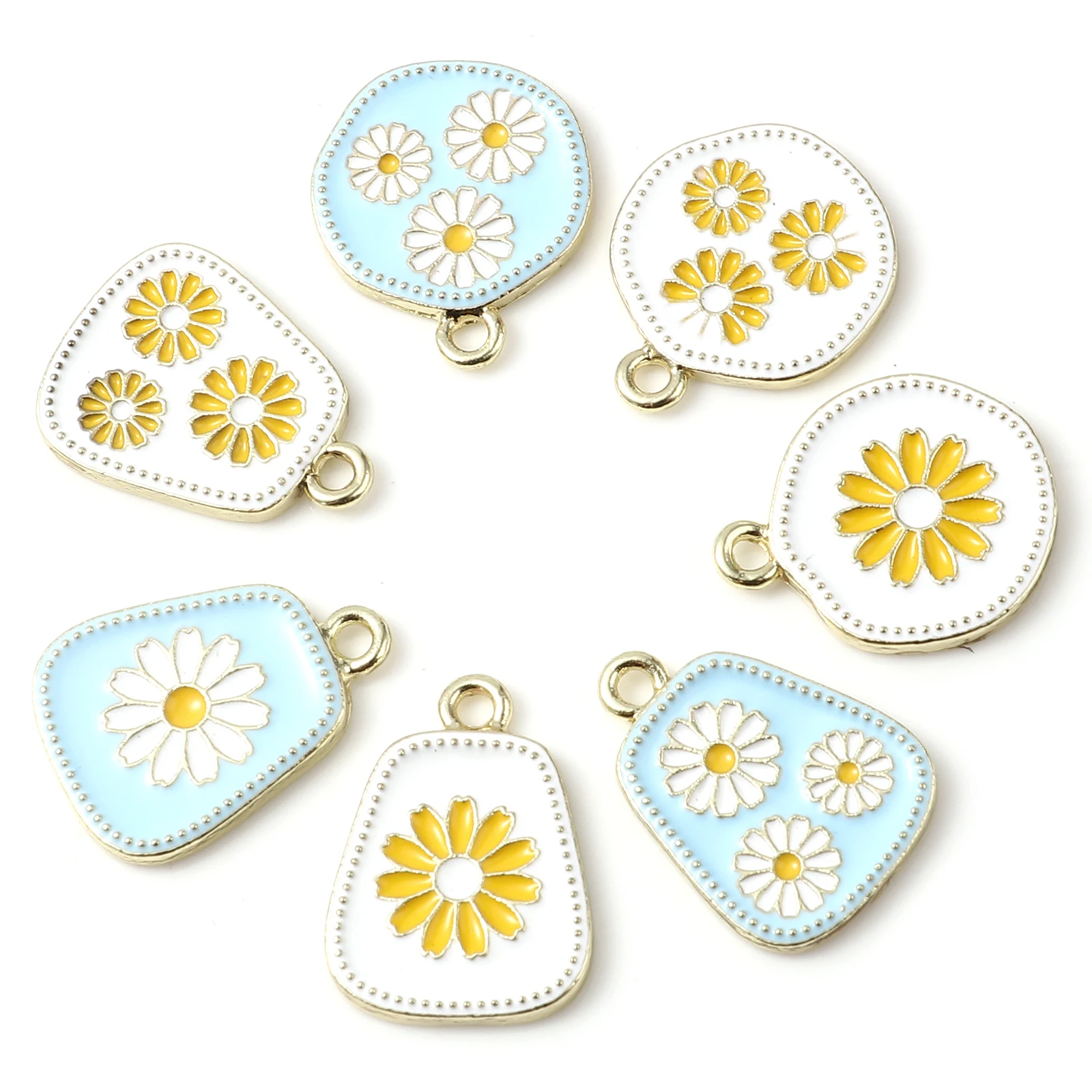 

5pcs Multicolor Flower Enamel Alloy Charms for Earring Keychain Necklace Pendant Jewlery Making Findings DIY Phone Charms