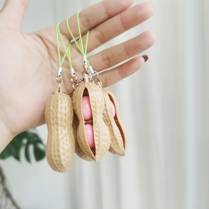 Llaveros de descompresi&oacute;n de cacahuete, juguetes de descompresi&oacute;n de cacahuete, Edamame, juguetes para descomprimir cacahuete, juguete divertido para decoraci&oacute;n del hogar, regalos para chico, 1/3 Uds.-4