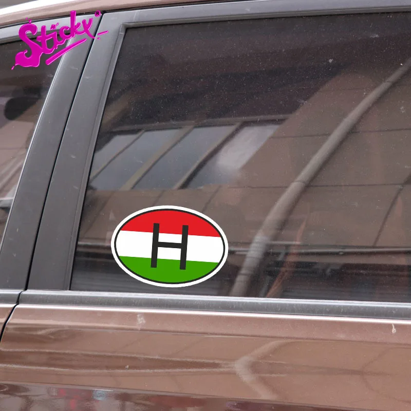 

STICKY Oval H HUNGARY COUNTRY CODE Flag Car Sticker Decal Accessories motorcycle Off-road laptop trunk guitar Vinyl sticker