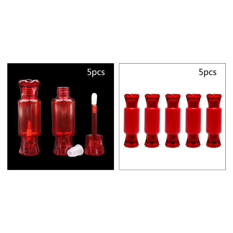 

5Pcs Red Candy Shape Lip Gloss Tubes 9ml Refillable Lipstick Container Bottle