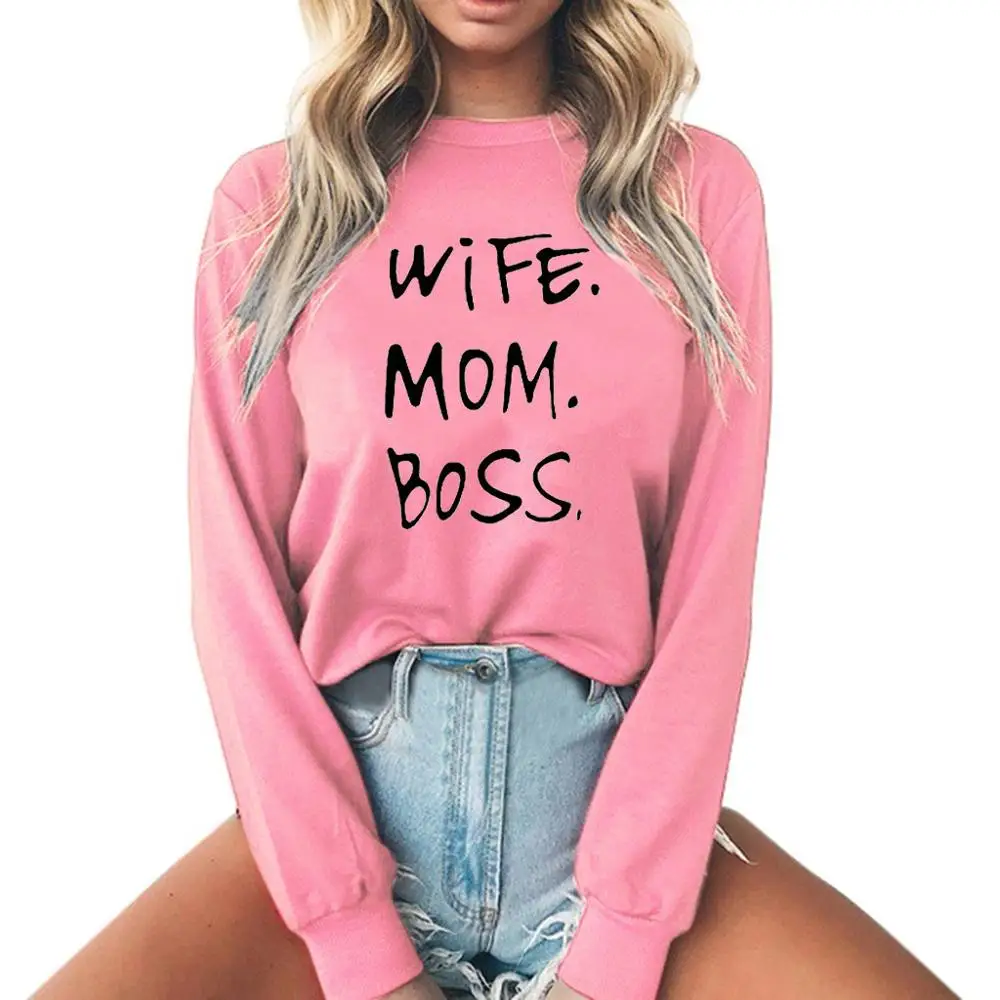 Вишня WIFF мама боcc свитер с принтом букв толстовка круглым вырезом на шее дамы