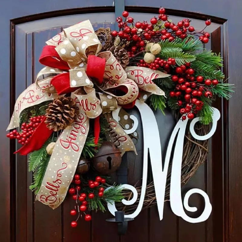 

Искусственные украшения, Рождественский венок с надписями для домашней двери, подвесные украшения для рождевечерние, подарки, новый год 2022,...