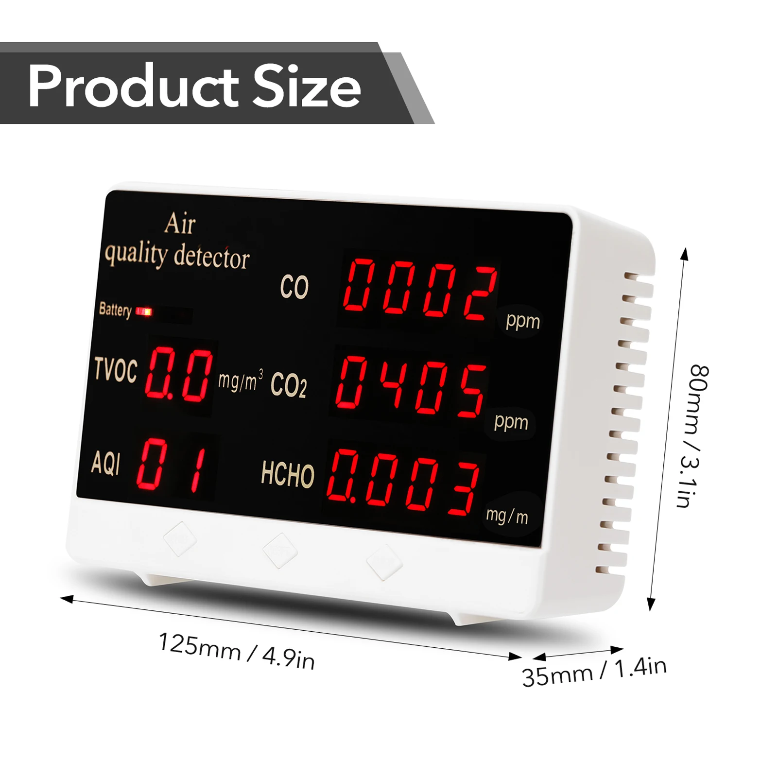 

Digital CO2 Meter co2 Sensor High Accuracy CO CO2 HCHO TVOC Detector Air Quality Monitor Air Analyzer Carbon Dioxide Detector