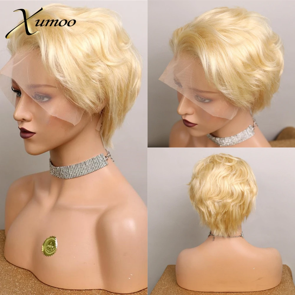 XUMOO короткий парик Remy волосы светлые кружевные передние парики Фея человеческие