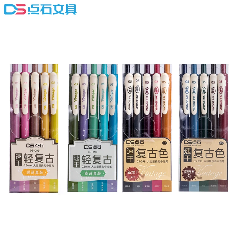 

Japanese Retro Press Gel Pen Quick-drying Dark Ins New Hand Account 5 Colors Optional Color Work