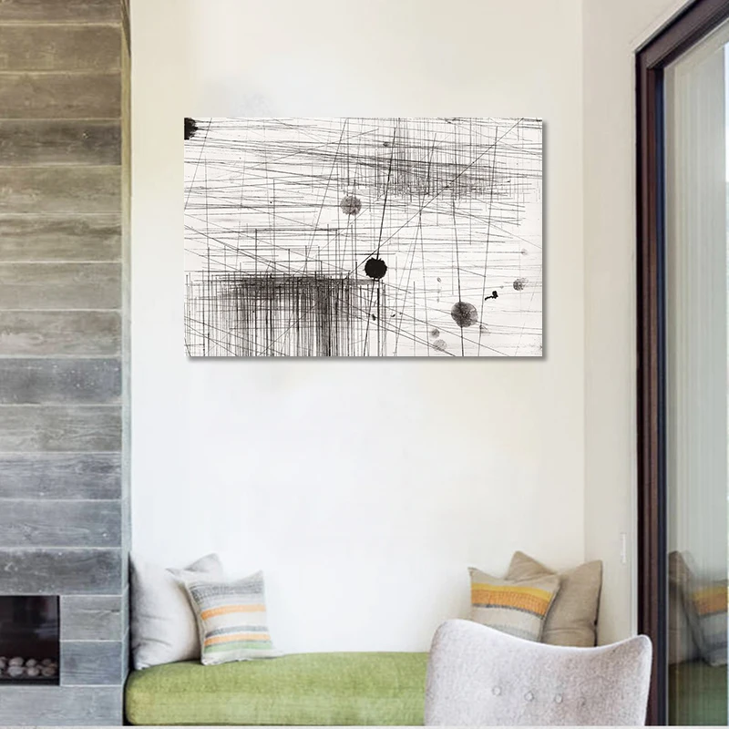 Минималистичная абстрактная черная линия отражение искусственная картина