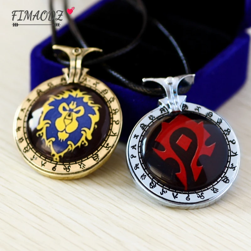 FIMAODZ Новая мода игра ожерелье красная Орда Знак Голова льва стеклянная подвеска