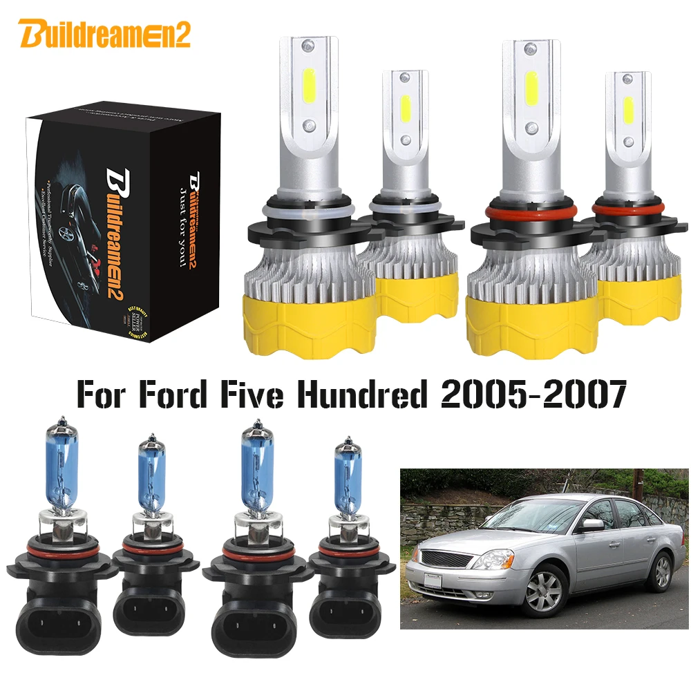 

Buildreamen2 4 X Car Styling Headlight High Low Beam 9006 9005 LED Halogen Headlamp 12V For Ford Five Hundred 2005 2006 2007