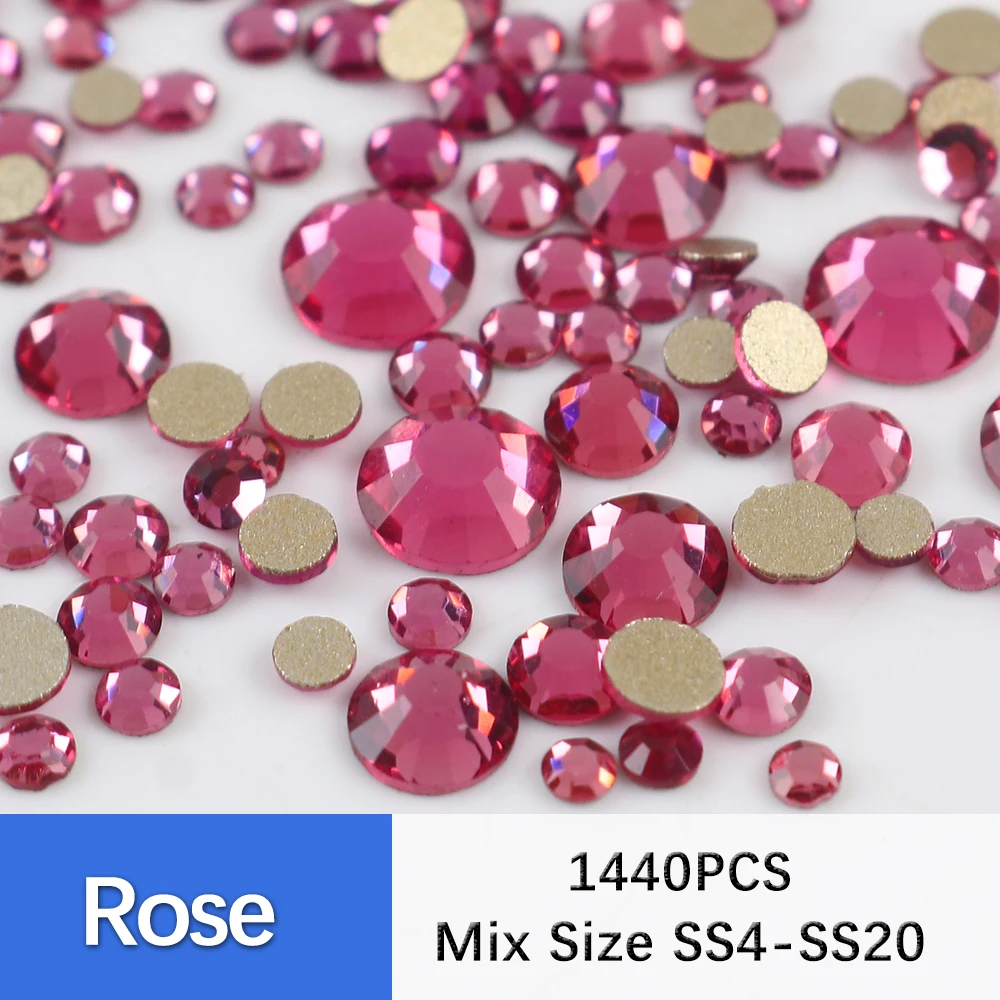 SS4-SS20 Mix Size Clear Crystal Non Hot Fix Gold Flat Back Стразы Украшения DIY Блестящие камни 3D Аксессуары