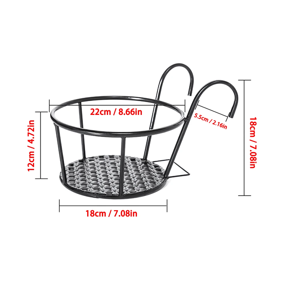 

Balcony Hanging Plant Racks Balcony Round Flower Pot Rack Railing Fence Outdoor Window Iron Bonsai Stand Decoration Hanging