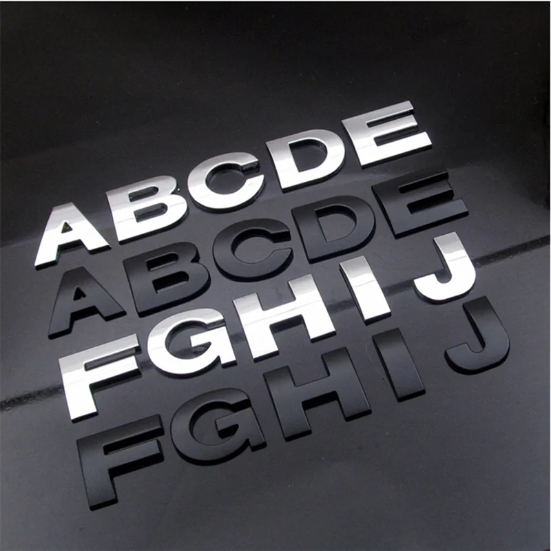 

High Quality 3D Metal Alphabet Numbers Sticker Car DIY Letters Emblem Auto Decal Accessories Silver Black