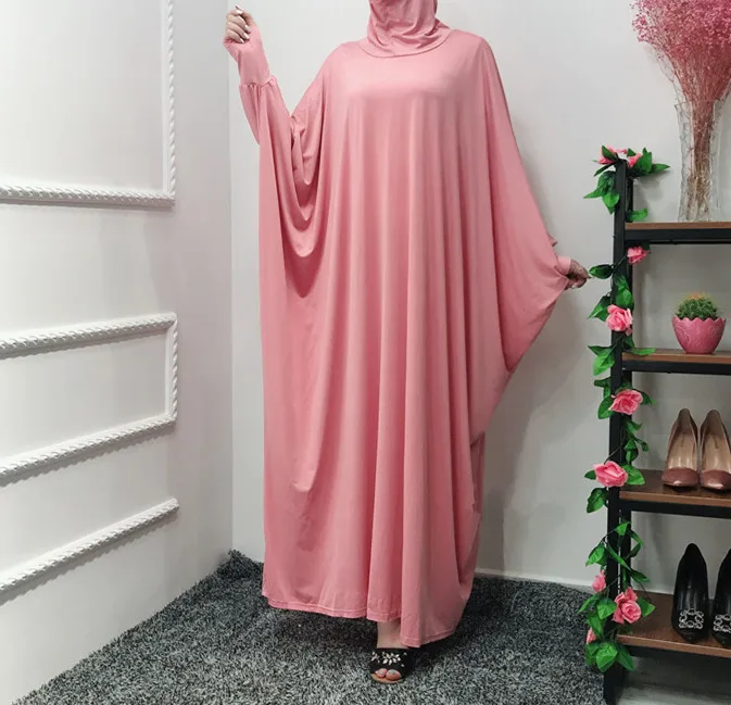 2021 Ramadan Muslim Arab Women Hijab Long Dress Batwing Sleeve Abaya Islam Prayer Robe Kaftan Jilbab Arabic Solid Color