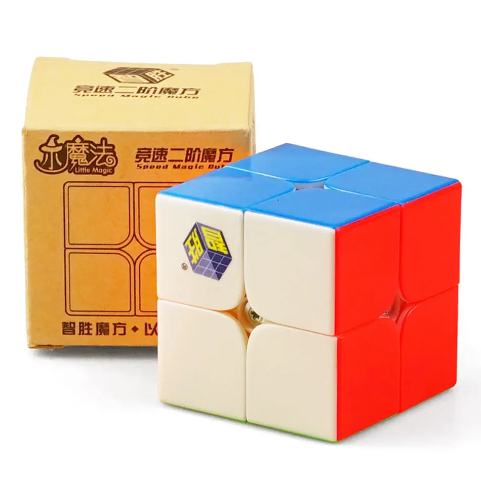 Маленький волшебный куб Yuxin 2x2 черный кубик без наклеек 2x2x2 магии 3 слойный