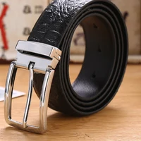 Business Luxury Leather Belt Alligator 2022 New Trend Noble Men's Rotating Pin Buckle Daily Use All-Match Travel Shopping Belt
