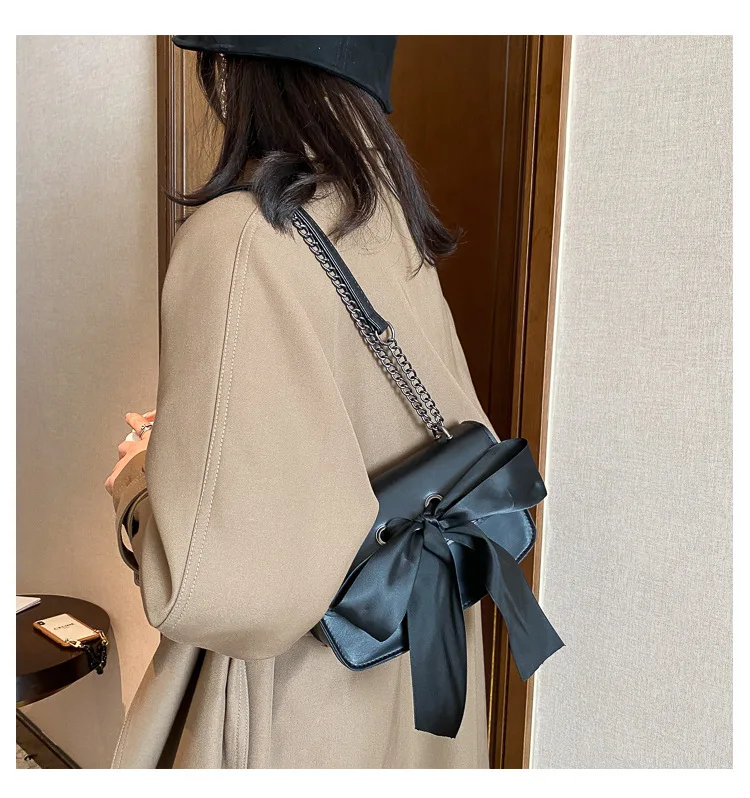 Модная сумка через плечо с бантом и цепочкой стильные сумки-мессенджеры женские