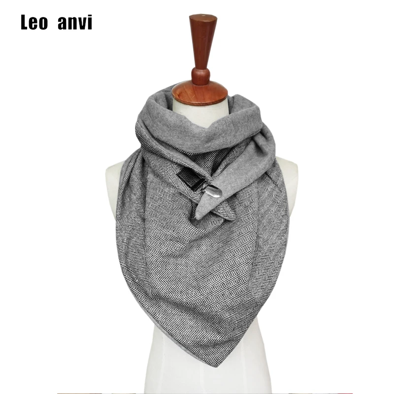 Женский шарф с узором елочка Leo anvi мягкий теплый лоскутный на пуговицах