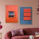 Картина на холсте с окошками в скандинавском стиле, цветные украшения для дома, художественные настенные картины для гостиной, спальни, коридора