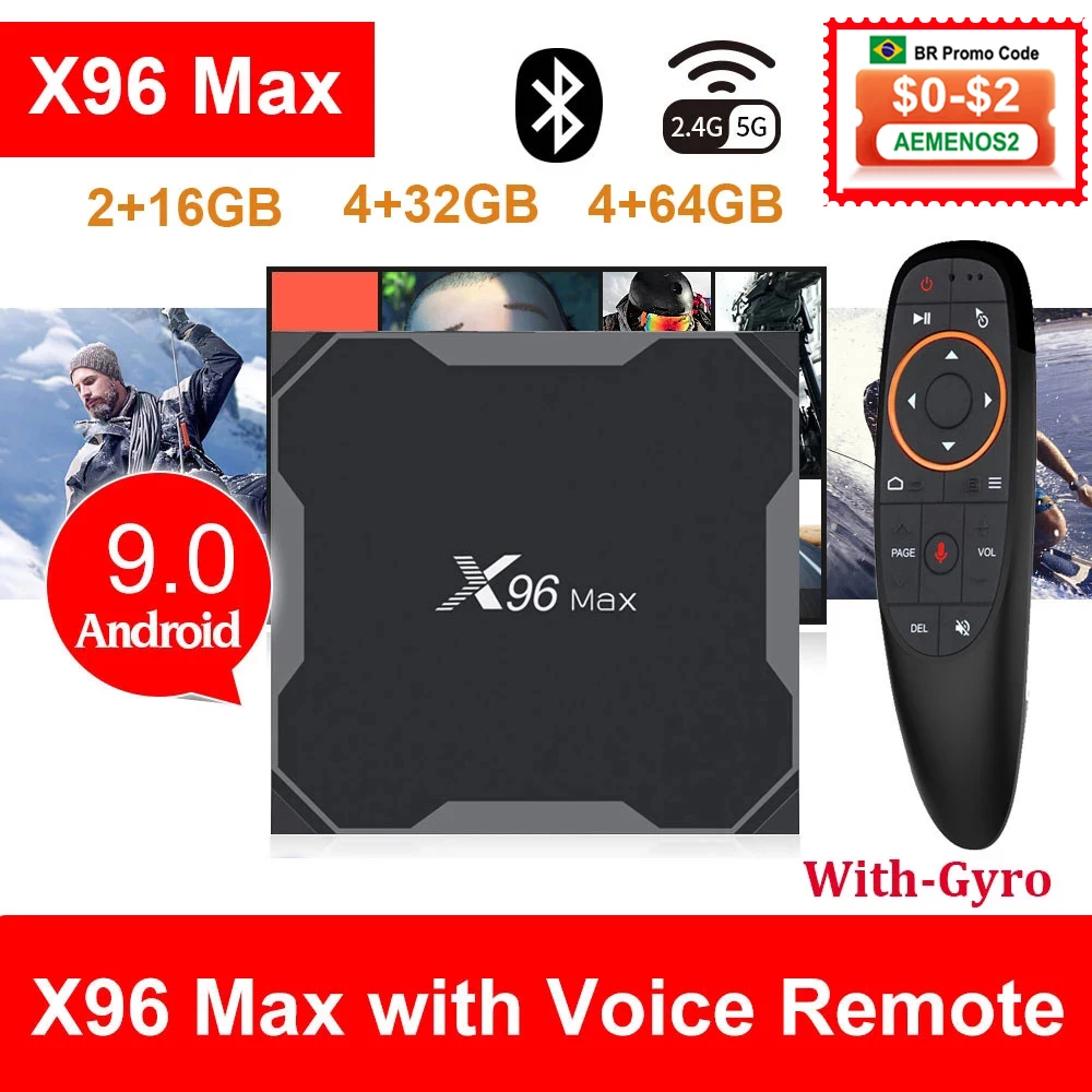 ТВ-приставка X96 MAX + Plus для Smart TV Android 2021 Wi-Fi 9 0/2 4G 8K HD 5 8 M Amlogic S905X3 четырехъядерный