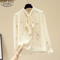 apricot long sleeve tops 2022 new autumn bow chiffon shirts women blouses casual spring sweet v neck clothes blusas mujer 16620