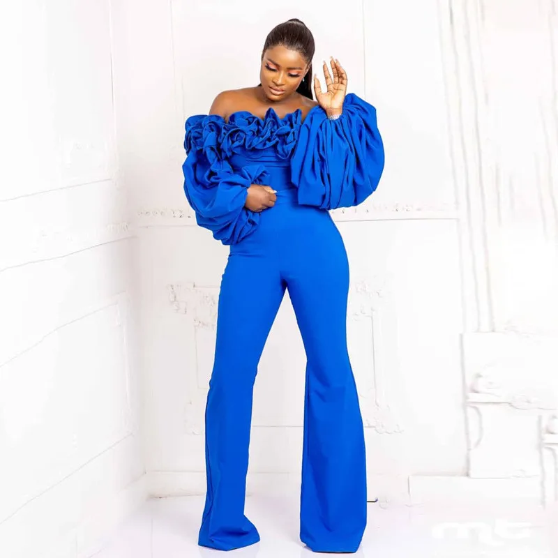 

Fashion Casual Women Solid Off Shoulder Long Romper Jumpsuit Bodysuit Overall Wide Legs women lady elegant