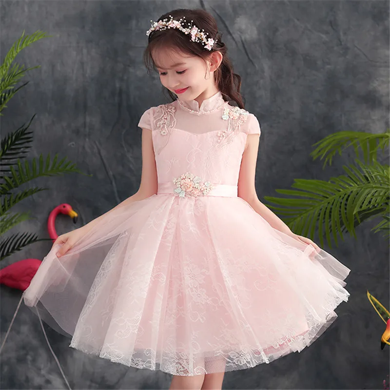 pink short 3T 100cm Большая скидка; Акция; детское роскошное модное Сетчатое платье принцессы для дня рождения, свадьбы, вечеринки; праздничное платье для детей-подростков; платье для игры на фортепиано - Цвет: pink short 3T 100cm