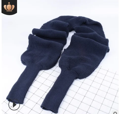 Navy Blue Новинка; сезон осень-зима; модные вязаный кардиган с отложным воротником из двух способы ношения из индивидуальная шаль вокруг шеи - Цвет: Navy Blue