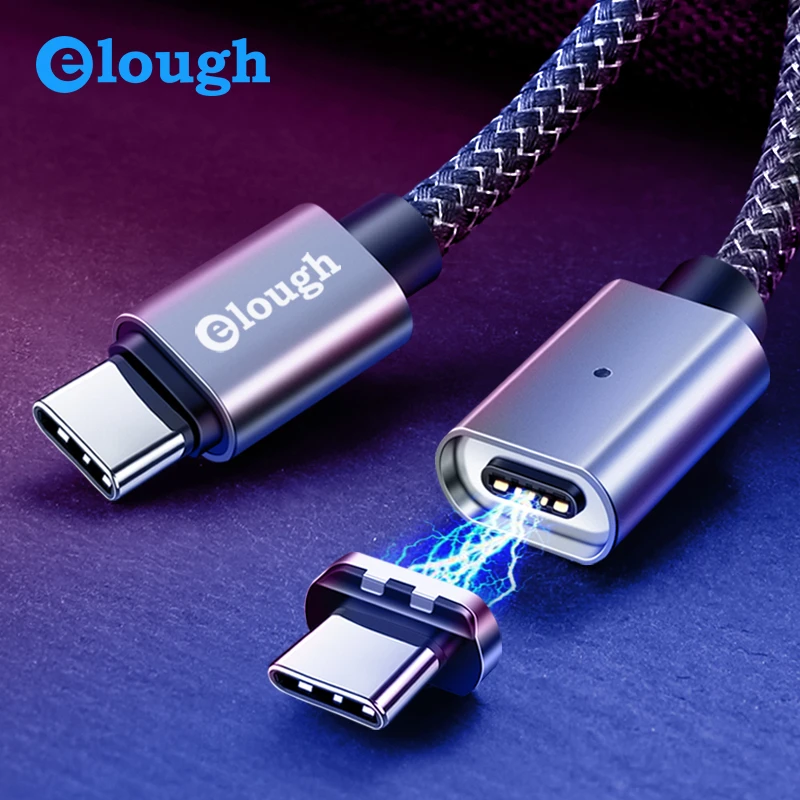 Elough 20 в 5A usb type C Магнитный кабель для нового Macbook huawei Matebook Xiaomi ноутбук мобильный телефон Быстрая зарядка PD магнит зарядное устройство